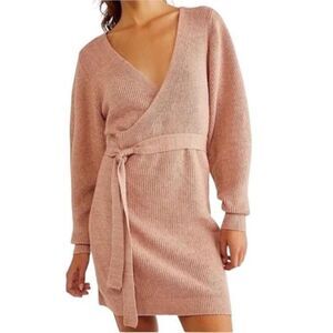 Free-people Women's Pink sienna knit wrap Dress